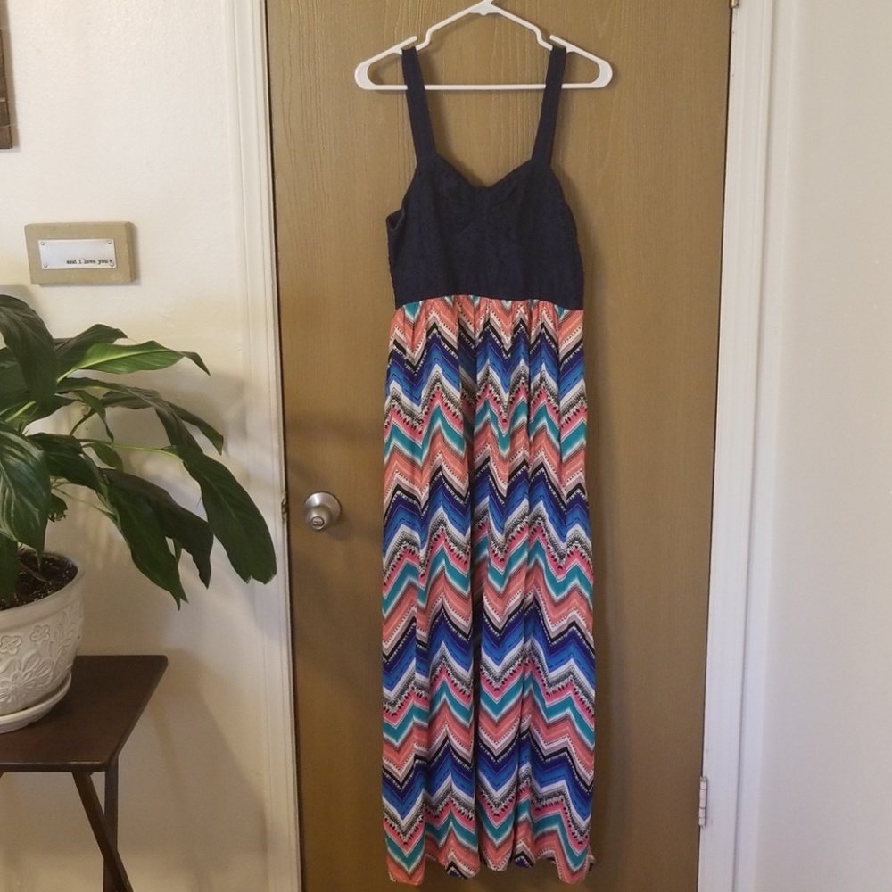 Floor length colorful dress